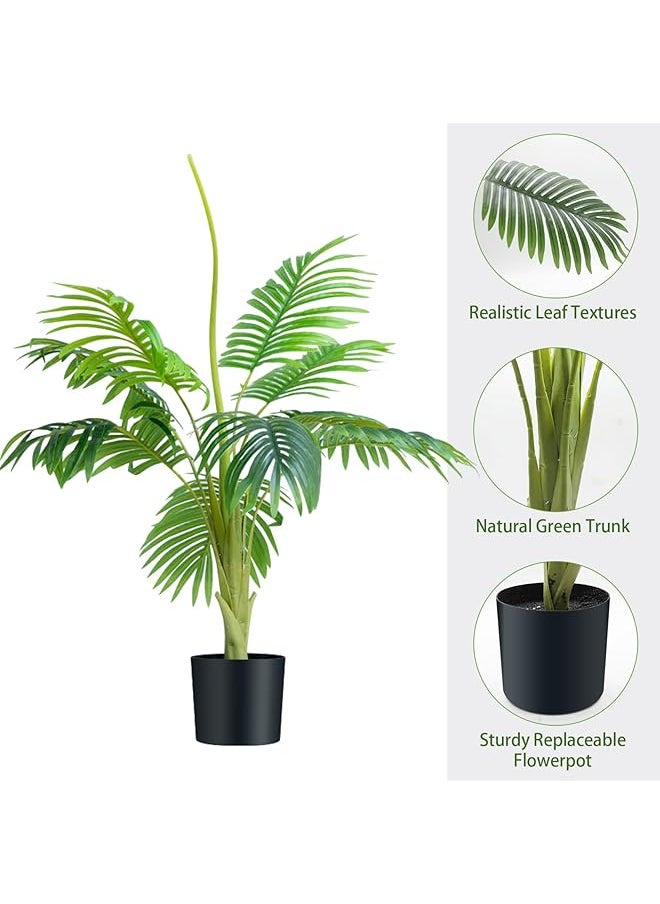 erorex Artificial Palm Tree，74Cm Artificial Areca Palm Tree Faux Tropical Palm Plant Fake Tree Artificial Tree With Lifelike Branches And Leaves Fake Tree Tropical Plants For Home Decor Office  - Image 5