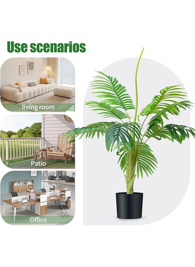 erorex Artificial Palm Tree，74Cm Artificial Areca Palm Tree Faux Tropical Palm Plant Fake Tree Artificial Tree With Lifelike Branches And Leaves Fake Tree Tropical Plants For Home Decor Office  - Image 2