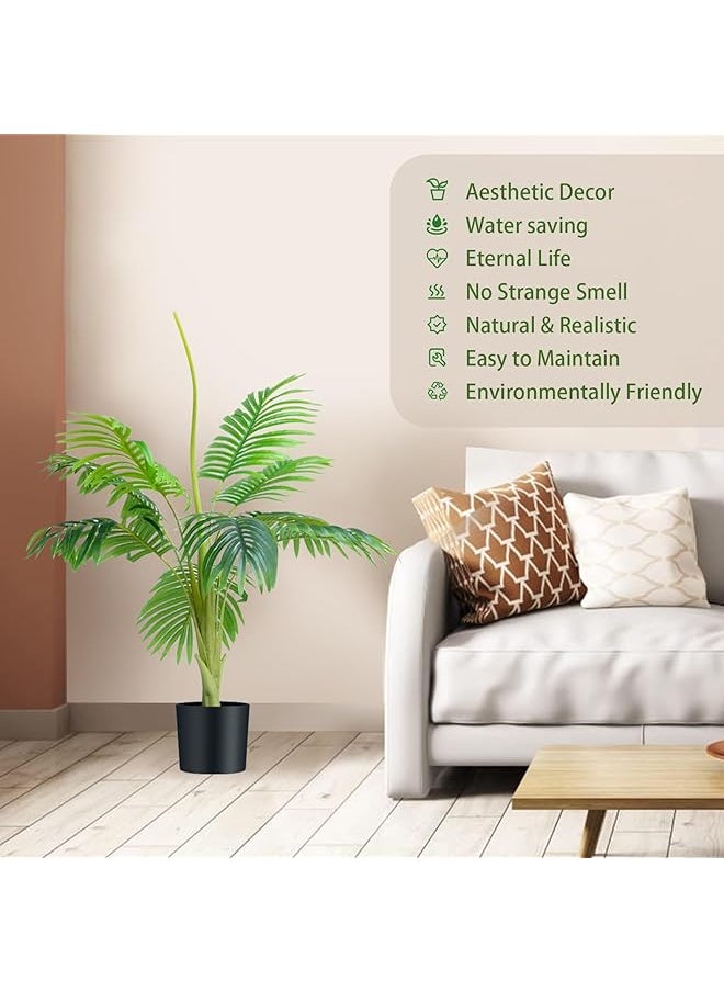 erorex Artificial Palm Tree，74Cm Artificial Areca Palm Tree Faux Tropical Palm Plant Fake Tree Artificial Tree With Lifelike Branches And Leaves Fake Tree Tropical Plants For Home Decor Office  - Image 4