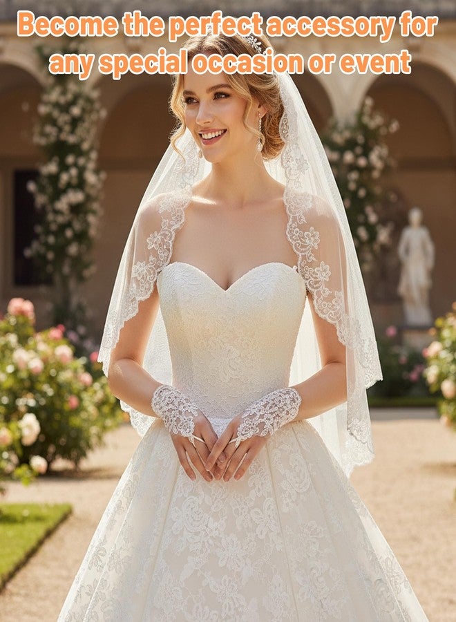 Buildcon Bride To Be Decoration, Veil for Bride, 2-Meter Bridal Veil and Lace Gloves Set, Elegant White Wedding Gown Accessories for Ceremonies, Formal Dinners and Retro Theme Celebrations - Image 5
