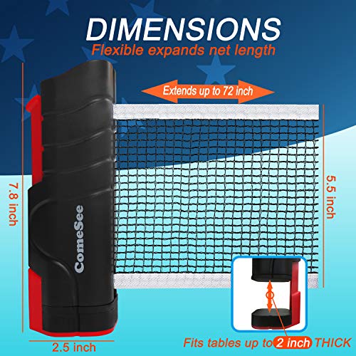 Comesee Retractable Ping Pong Net for Any Table, Table Tennis Nets and Posts Equipment for Replacement (Black) - Image 3