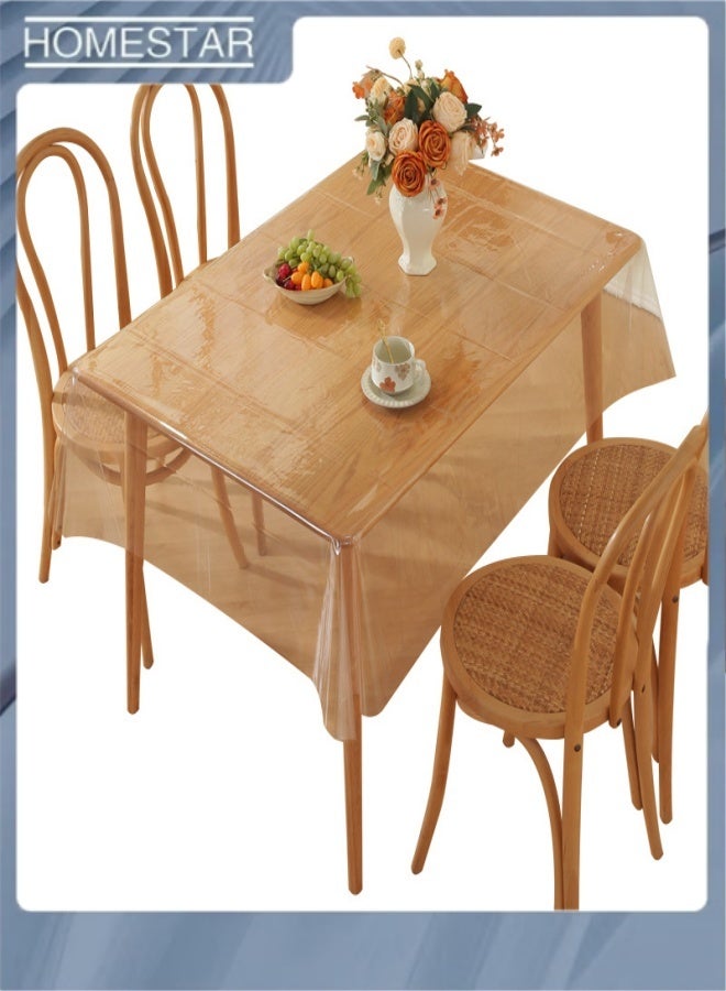 HOMESTAR Clear Plastic Tablecloth Protector, 100% Waterproof Oilproof Stain Resistant Wipeable Rectangle Transparant Table Cover, Clear Table Cloth for Indoor Outdoor Dining Table 140*180cm - Image 4