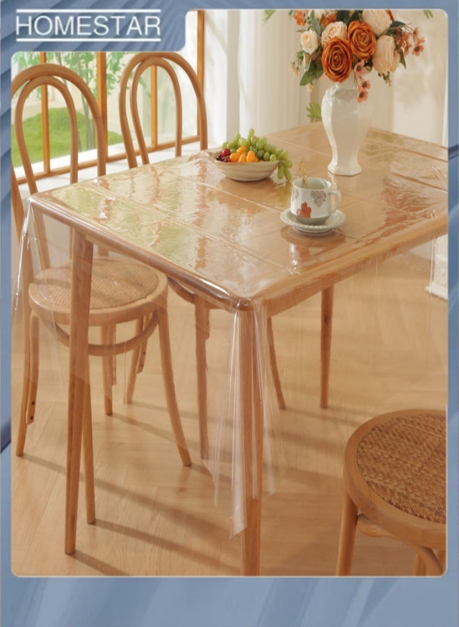 HOMESTAR Clear Plastic Tablecloth Protector, 100% Waterproof Oilproof Stain Resistant Wipeable Rectangle Transparant Table Cover, Clear Table Cloth for Indoor Outdoor Dining Table 140*180cm - Image 5