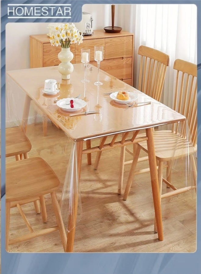 HOMESTAR Clear Plastic Tablecloth Protector, 100% Waterproof Oilproof Stain Resistant Wipeable Rectangle Transparant Table Cover, Clear Table Cloth for Indoor Outdoor Dining Table 140*180cm - Image 1