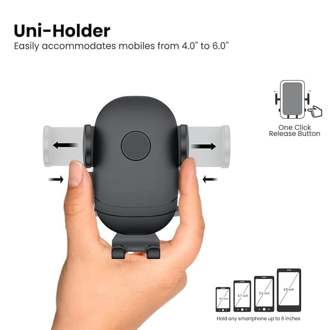 keeshar MountPro K6 Universal Car Dashboard Mobile Holder | Adjustable Windshield Mount with Strong Suction Cup | One-Touch Lock Mechanism | 360° Rotation | Compatible with All Smartphones – Black - Image 2