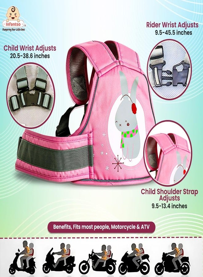 Infantso 2 wheeler Safety Belt with Adjustable Baby Carrier For Kids, Baby, Toddlers for Bike & Scooty - Safety Harness Seat Belt (Pink) - Image 2