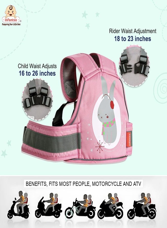Infantso 2 wheeler Safety Belt with Adjustable Baby Carrier For Kids, Baby, Toddlers for Bike & Scooty - Safety Harness Seat Belt (Pink) - Image 5
