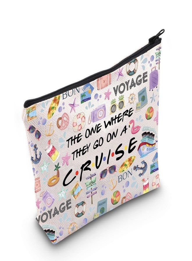 WCGXKO Cruise Trip Gift The One Where They Go On A Cruise Zipper Pouch Makeup Bag (B-Go On Cruise) - Image 1
