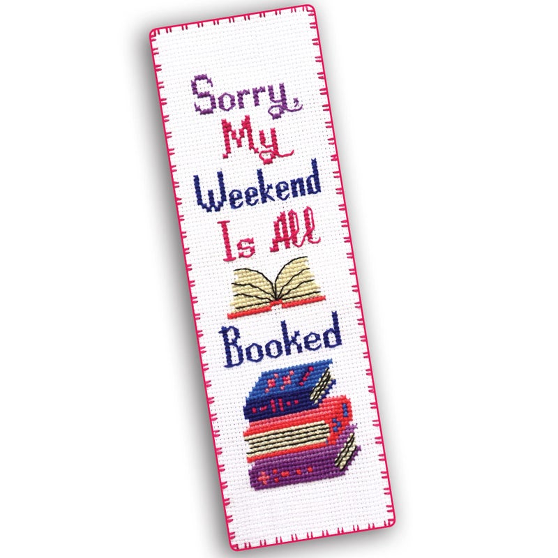 Povitrulya Sorry My Weekend is All Booked Counted Cross Stitch Kit for Adults Snarky Embroidery Set with Funny Inspirational Quote Gifts for Reader Book Lover Writers - Image 3