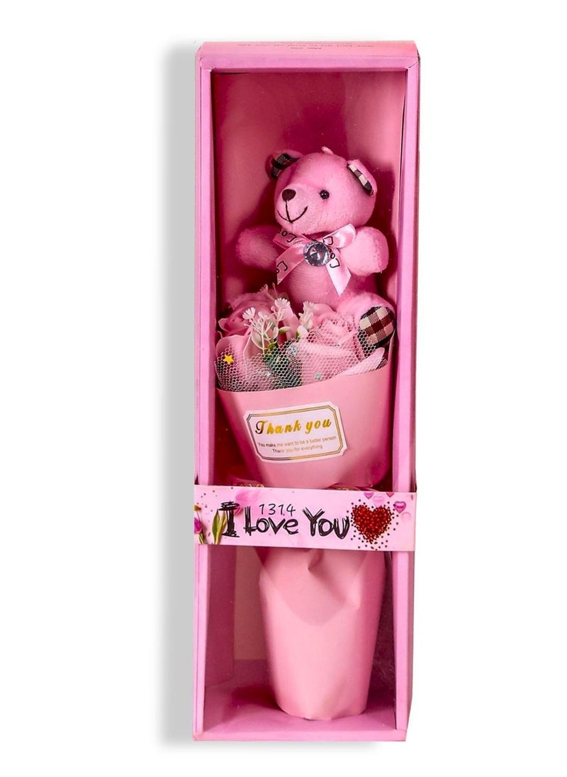 Home Smart - Home Smart Bear Toy and Faux Rose Mini Bouquet and Gift Box for Girls Wife and Couples on Valentine day Birthday and Anniversary Gift - Image 1