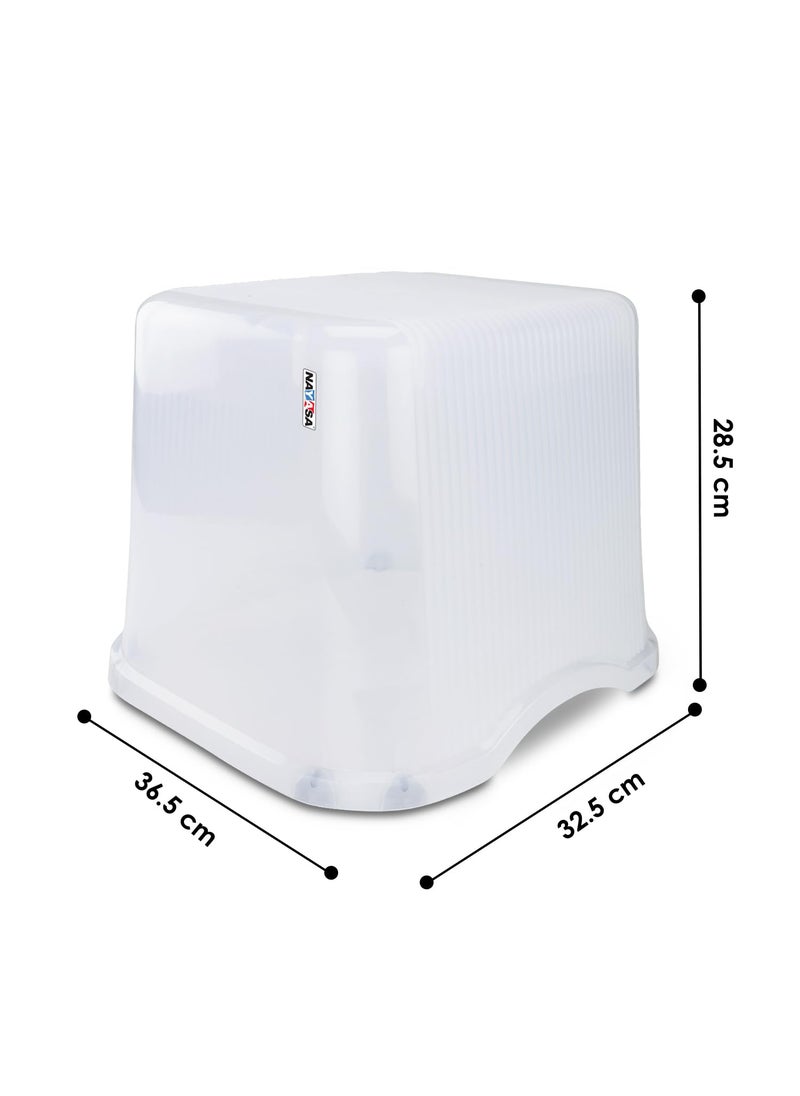 NAYASA Nayasa Plastic Rimmy 3 Pcs Bathroom Set | 25 L Bucket + 1.5 L Mug + Stool | Bathroom Set | Bath Set for Bathroom | Transparent  - Image 4