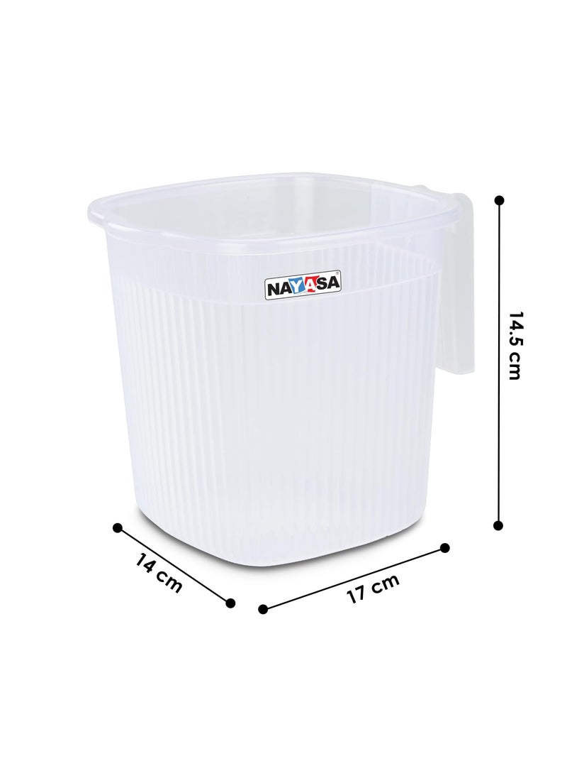 NAYASA Nayasa Plastic Rimmy 3 Pcs Bathroom Set | 25 L Bucket + 1.5 L Mug + Stool | Bathroom Set | Bath Set for Bathroom | Transparent  - Image 3