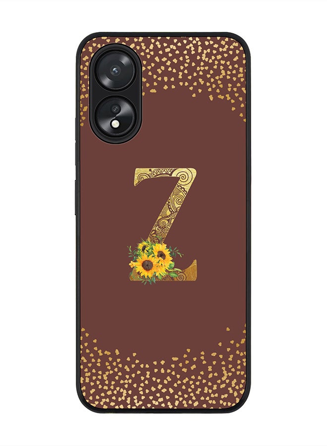 Stylizedd Rugged Black Edge case for Oppo A18 / Oppo A38,Slim fit Flexible Cover - Custom Monogram Initial Letter Floral Mandala Pattern Alphabet - Z (Brown ) - Image 1