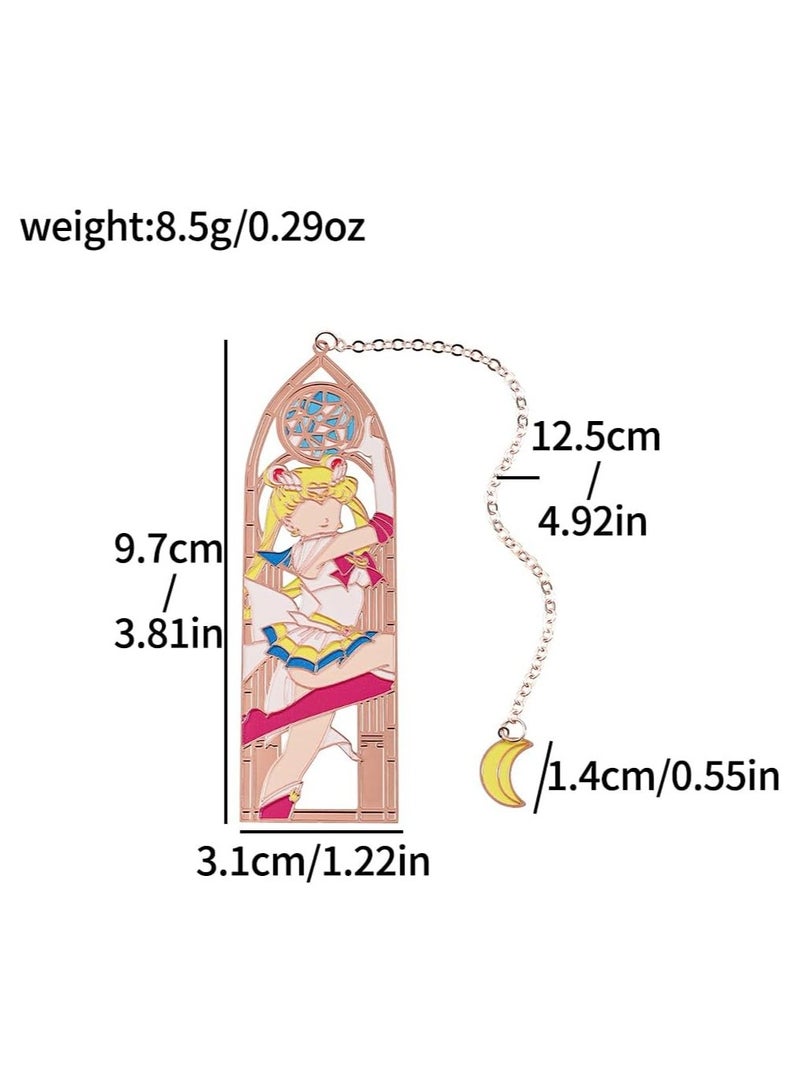 general 5PCS Anime Sailor Magic Wand Moon Bookmark, Cartoon Girl Creative Skeleton Bookmark, Magical Girl Page Marker Bookmark Set - Image 5