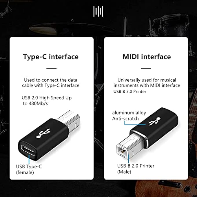 rayihni FEMALE USB TYPE-C TO USB B MALE CONVERTER FOR DATA SYNC AND POWER TRANSFER,USB C TO PRINTER MALE ADAPTER FOR CANON/HP/BROTHER/LEXMARK/DELL/XEROX/SAMSUNG ETC AND PIANO DAC【3-PACK】 - Image 2
