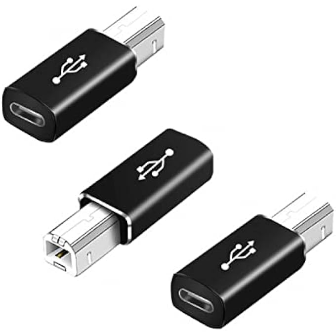 rayihni FEMALE USB TYPE-C TO USB B MALE CONVERTER FOR DATA SYNC AND POWER TRANSFER,USB C TO PRINTER MALE ADAPTER FOR CANON/HP/BROTHER/LEXMARK/DELL/XEROX/SAMSUNG ETC AND PIANO DAC【3-PACK】 - Image 1