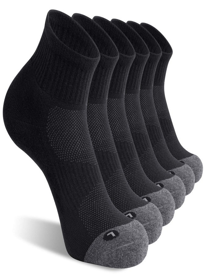 FITRELL 6 Pack Men's Athletic Ankle Socks Cushioned Sports Running Socks, Shoe Size 9-12, Black - Image 1