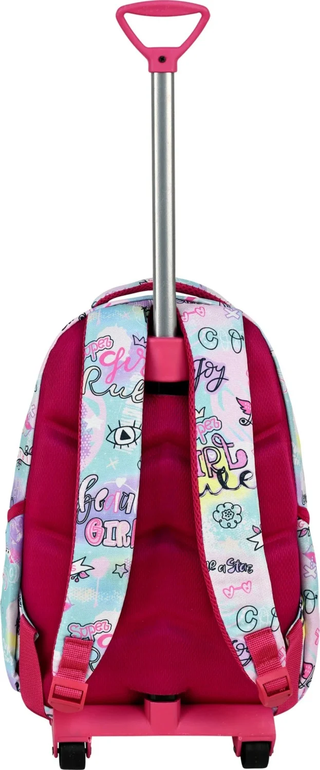 Çantaland 3-Piece School Set with Trolley, Girl Patterned Primary School Bag + Lunch Box + Pencil Case