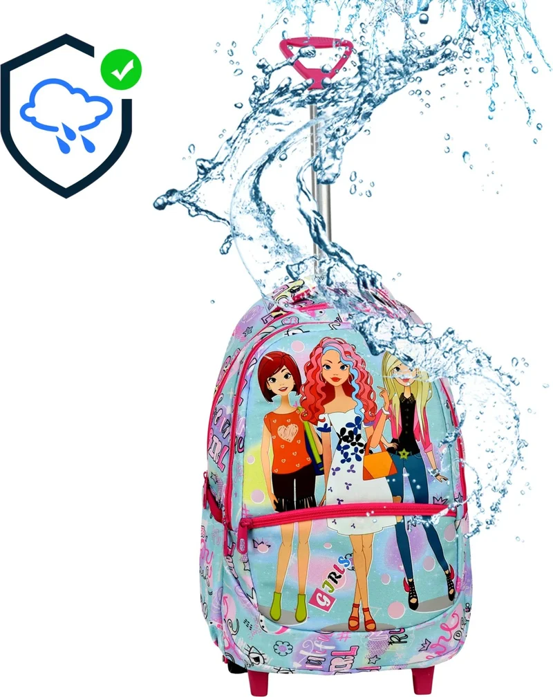 Çantaland 3-Piece School Set with Trolley, Girl Patterned Primary School Bag + Lunch Box + Pencil Case