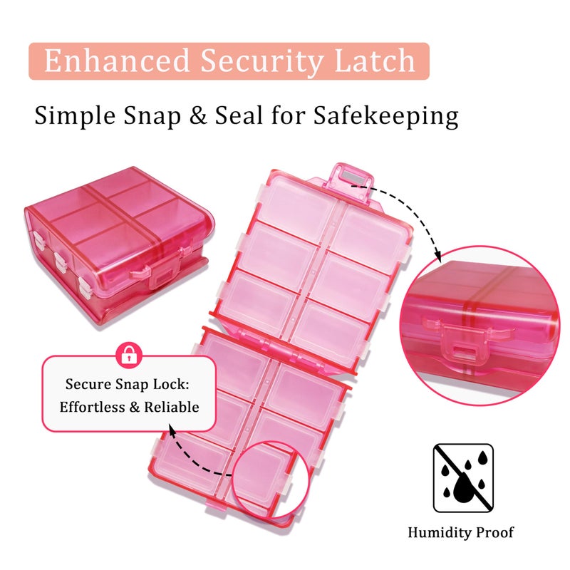 YIXIAN Large Pill Organizer with Medicine Labels, Pill Dispenser 12-Compartment Travel Medication Storage Case, 7-Day Pill Box for Vitamins & Supplements (Pink, 161 Labels) - Image 5