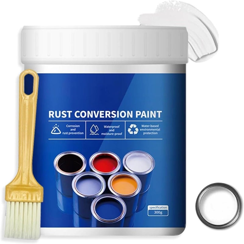Makbeaty Weatherproof car Rust Converter Paint For Metal, Rusts Remover for Metals and Primer, Water-Based Industrial Anti-Rust Metallic Paint with Brush (white) - Image 1