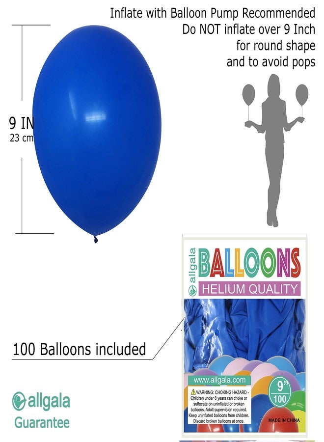 Allgala 100 Count 9 Inch Helium Grade Premium Latex Balloons for Birthday Feliz Cumpleaños Baby Shower Engagement Party Wedding Decorations-Royal Blue-BL52106 - Image 2