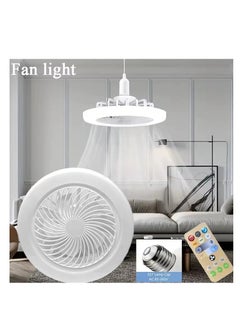Generic Ceiling Fan with Lights Remote, LED Dimmable Mini Ceiling Fans with E27 LED Lamp, 3 Wind speeds 3 Color Dimming and Timing for Living Room, Bedroom  - Image 1