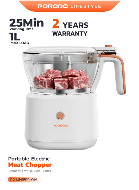 4in1 Mini Food Processor 88W / Quicker Meal Prep / Portable Electric Meat Chopper - White