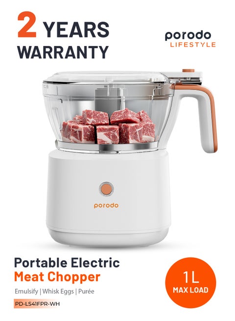 4in1 Mini Food Processor 88W / Quicker Meal Prep / Portable Electric Meat Chopper - White