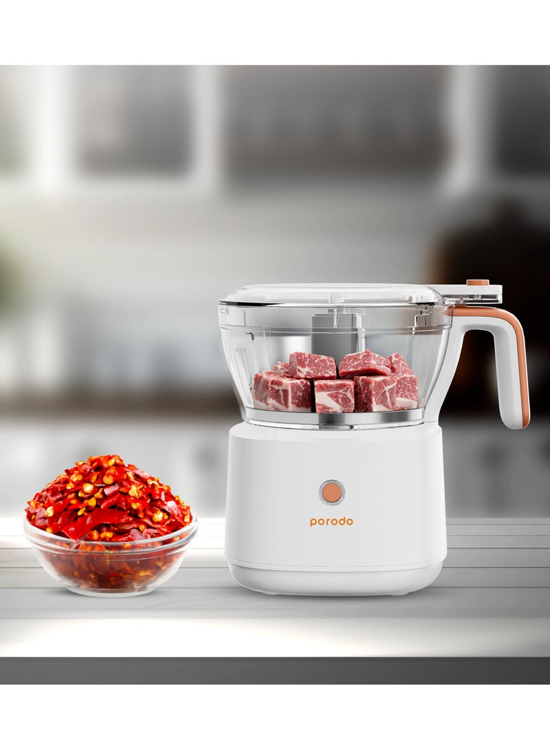 4in1 Mini Food Processor 88W / Quicker Meal Prep / Portable Electric Meat Chopper - White