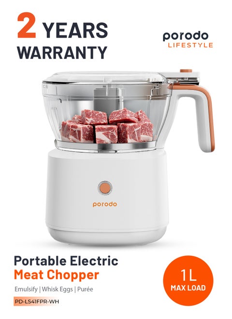 4in1 Mini Food Processor 88W / Quicker Meal Prep / Portable Electric Meat Chopper - White