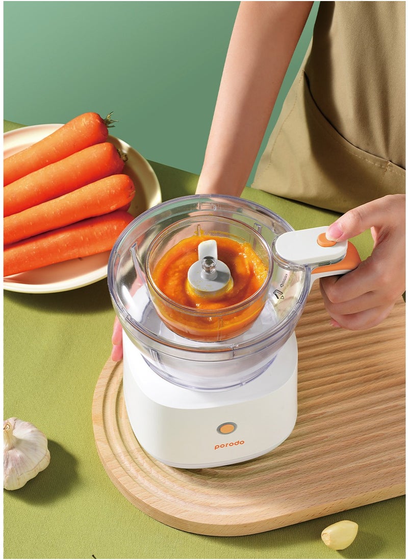 porodo - 4in1 Mini Food Processor 88W / Quicker Meal Prep / Portable Electric Meat Chopper - White - Image 1