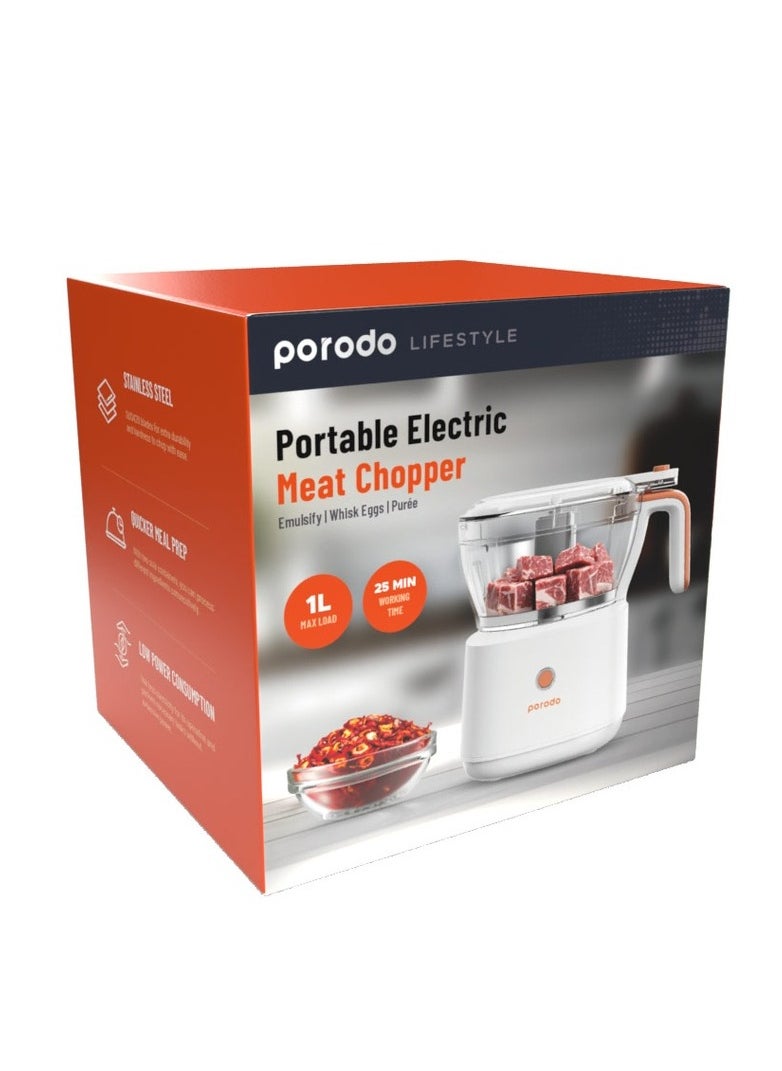 porodo - 4in1 Mini Food Processor 88W / Quicker Meal Prep / Portable Electric Meat Chopper - White - Image 1