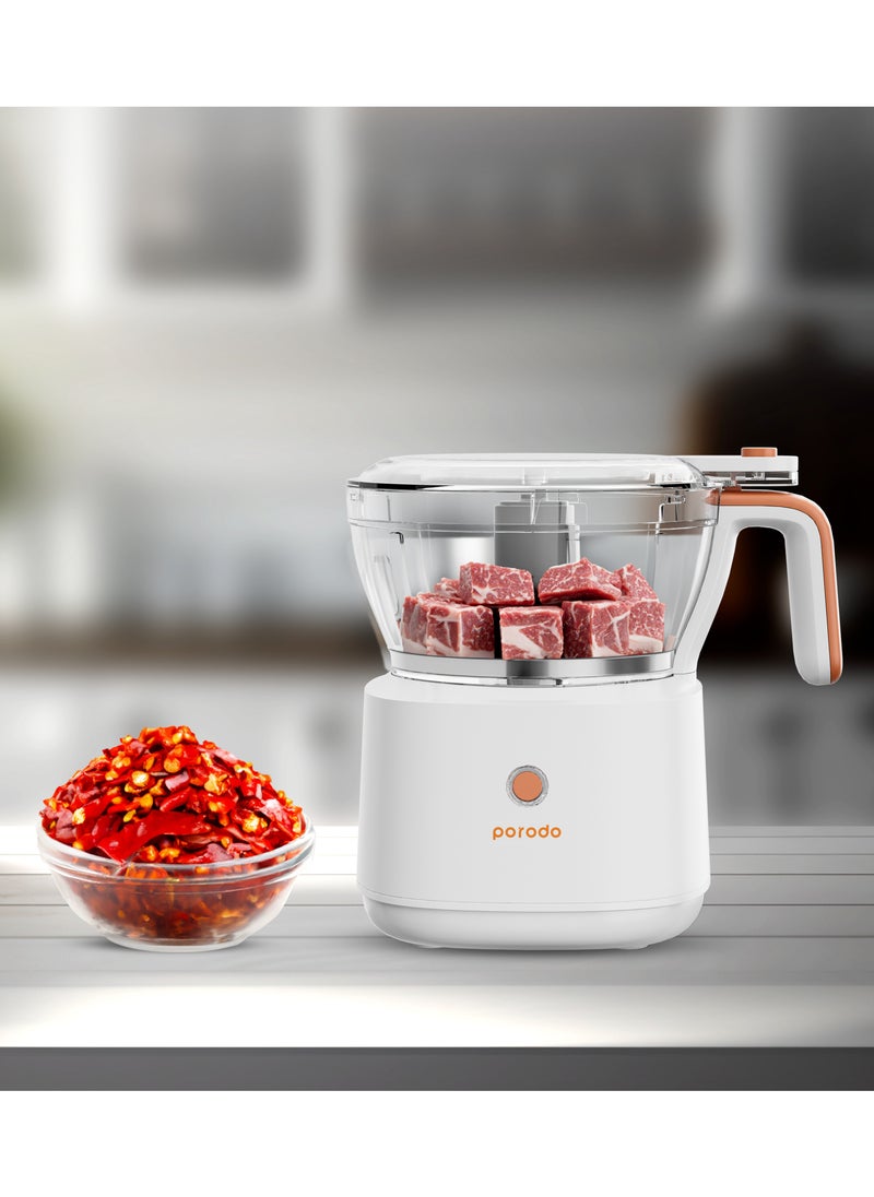 porodo - 4in1 Mini Food Processor 88W / Quicker Meal Prep / Portable Electric Meat Chopper - White - Image 1