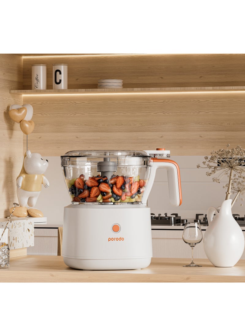 porodo - 4in1 Mini Food Processor 88W / Quicker Meal Prep / Portable Electric Meat Chopper - White - Image 1