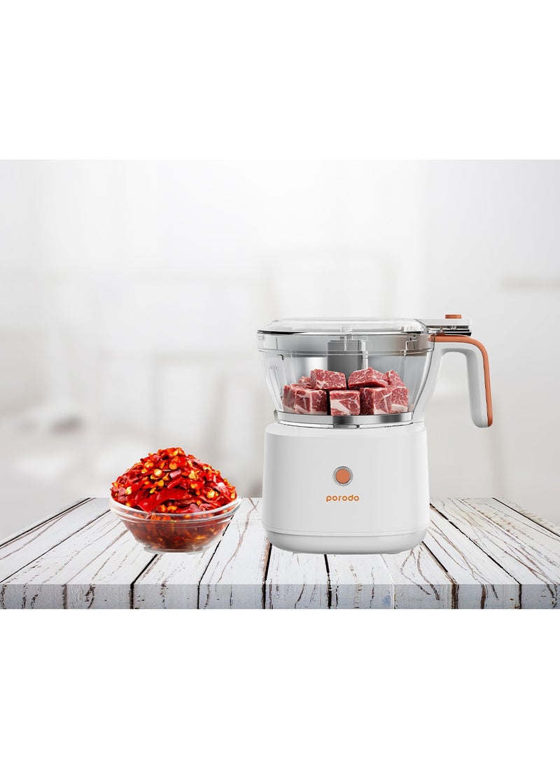 porodo - 4in1 Mini Food Processor 88W / Quicker Meal Prep / Portable Electric Meat Chopper - White - Image 1