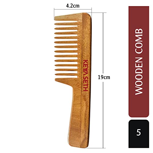 KEYA SETH AROMATHERAPY, DEVICE OF DROP Keya Seth Aromatherapy, Neem Wooden Comb Wide Tooth with Handel All Purpose Large Size Perfect Hair Setter - Image 2