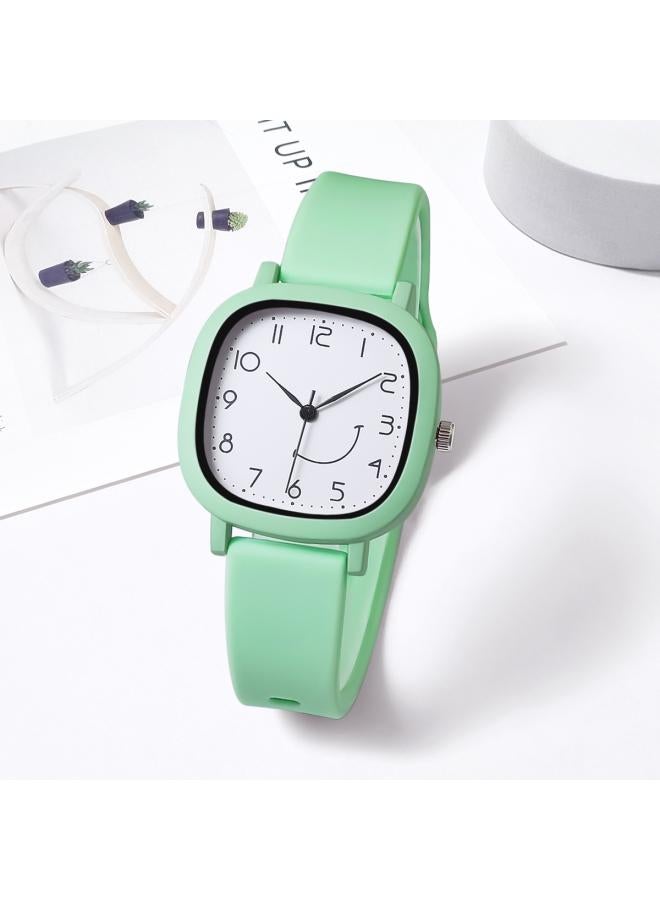 New Jelly Color Square Shell Crooked Mouth Smiley Face Student Sports Silicone Strap Quartz Watch 