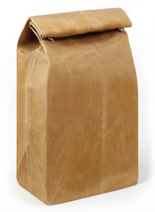 Alrhso Waxed Canvas Lunch Bag Reusable Insulated Lunch Sack Brown Lunchbox for Men Women, Paper Bag Styled Lunchbag for Work, Office, Picnic - Image 1