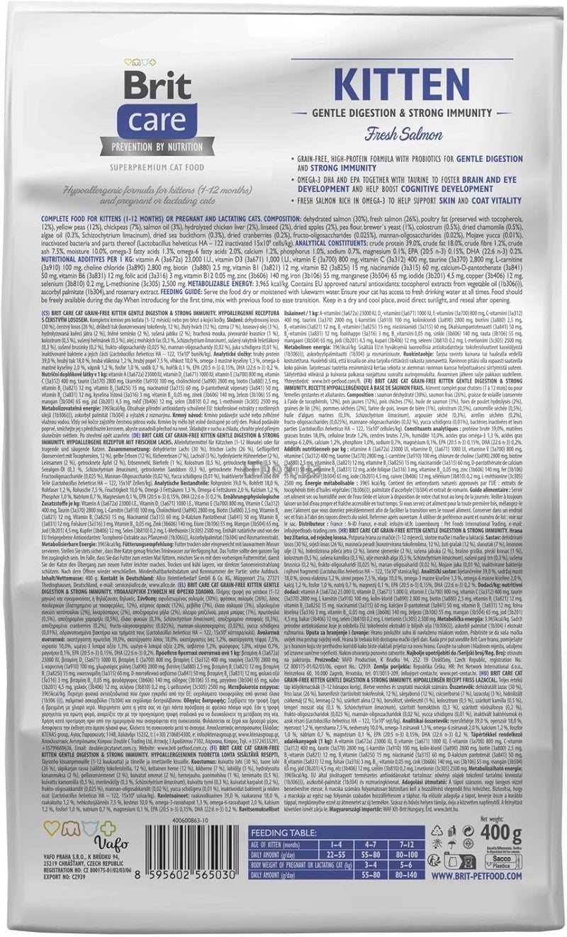 بريت كير طعام بريت كير الجاف الخالي من الحبوب مع السلمون للقطط الصغيرة 400 غرام - Image 2