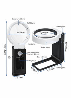KASTWAVE Magnifying Glass Magnifier with Light - USB Power Standing 25X 8X Magnifying Tools - Handheld LED Illuminated Magnifier for Macular Degeneration Seniors Read Inspection Coins Jewelry Exploring  - Image 5