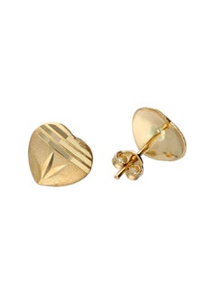 Gold Heart Shaped Stud Earrings 18KT - FKJERN18KU3039