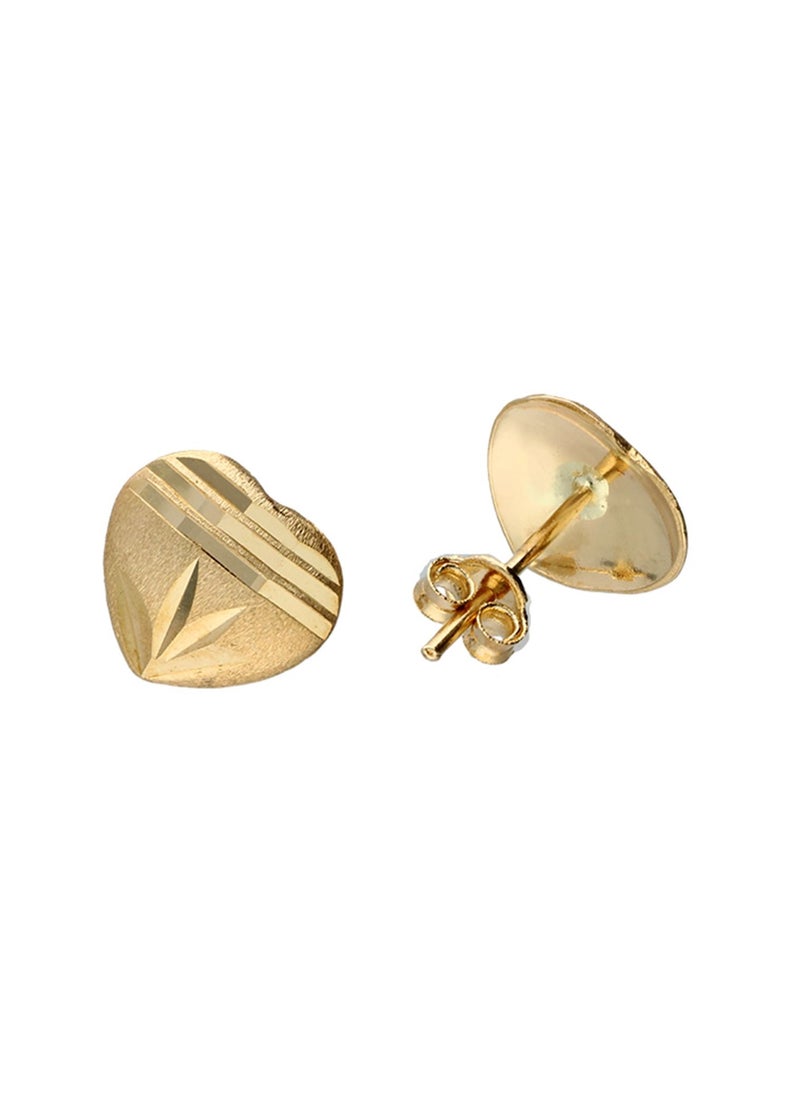 FK Jewellers - Gold Heart Shaped Stud Earrings 18KT - FKJERN18KU3039 - Image 1