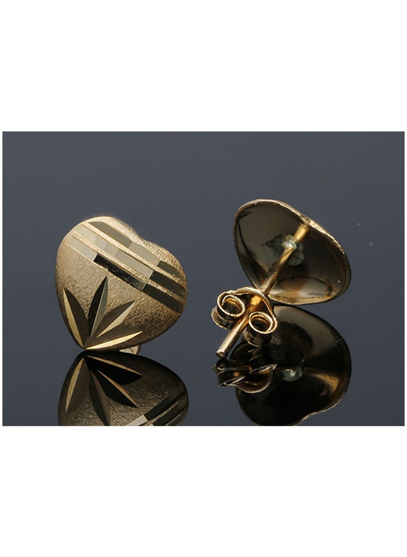 FK Jewellers - Gold Heart Shaped Stud Earrings 18KT - FKJERN18KU3039 - Image 1