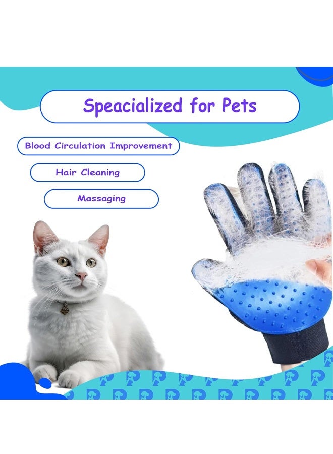 Dog Bath Gloves - Silicone Hair Removal Gloves for Dogs, Cats - Pet Grooming Mittens for Shedding, Bathing,Massaging. Flexible, Comfortable Adjustable Strap. for All Hair Types (Blue) - Image 2