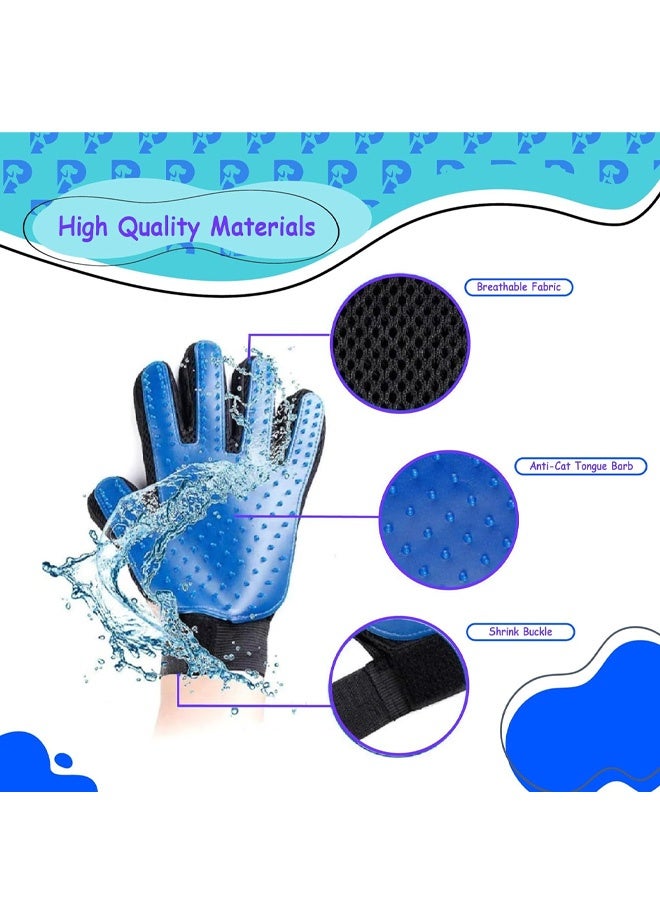 Dog Bath Gloves - Silicone Hair Removal Gloves for Dogs, Cats - Pet Grooming Mittens for Shedding, Bathing,Massaging. Flexible, Comfortable Adjustable Strap. for All Hair Types (Blue) - Image 4