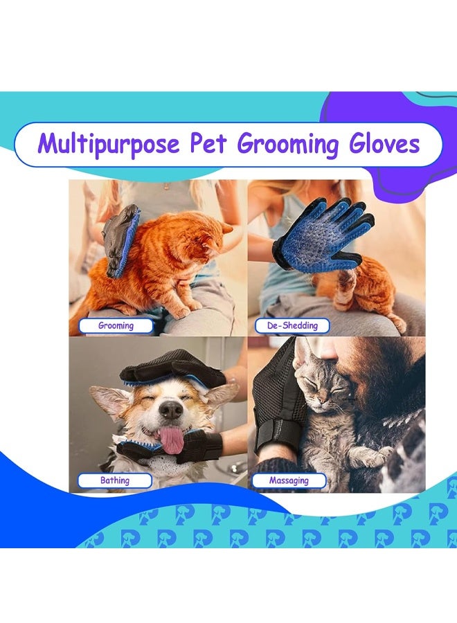 Dog Bath Gloves - Silicone Hair Removal Gloves for Dogs, Cats - Pet Grooming Mittens for Shedding, Bathing,Massaging. Flexible, Comfortable Adjustable Strap. for All Hair Types (Blue) - Image 3