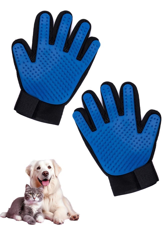 Dog Bath Gloves - Silicone Hair Removal Gloves for Dogs, Cats - Pet Grooming Mittens for Shedding, Bathing,Massaging. Flexible, Comfortable Adjustable Strap. for All Hair Types (Blue) - Image 1