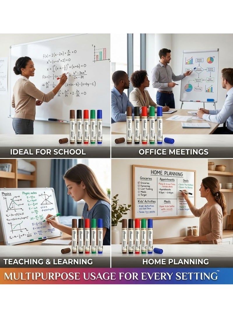 5 Pcs - Whiteboard Markers, Dry Erase Markers, Chisel Tip, Low Odor Assorted Colors, Easy Erase Bold Color White Board Marker Set for Kids, Office, Classroom, School, Teaching - Image 4