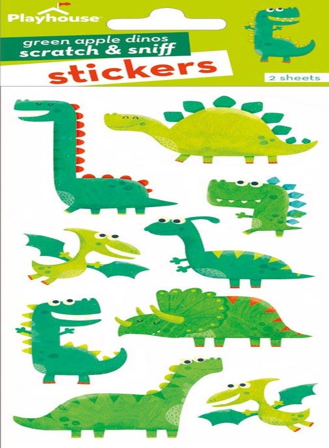 Playhouse Green Apple Scented Scratch & Sniff Sticker Sheets - Silly Dinosaurs 1 Pack - Image 2